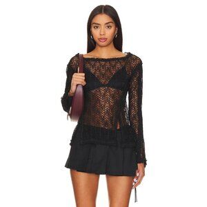 Free People On The Road Twisted Top Black Womens Size XS